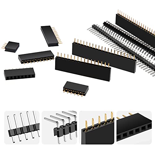 VooGenzek Pack of 130 2.54 mm Straight Single Row Stackable Socket Header, Straight Single Row Board Female Pin Header Socket Connector Strip for Arduino Stackable Shield (4/6/8/10/12/16/20/40 Pin) 4/6/8/10/12/16/20/40 pin male and female