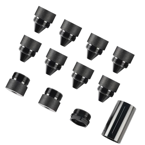 Black 1.375''X24 Aluminum Alloy Cone Shaped Parts with Sealed End Cap Fit for Fretlina Kenworth Peterbilt Volvo MCCA, Cone Tire Anti Theft Sealing End Cover, 12 Pack