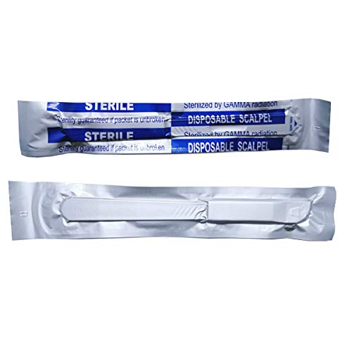 Sterilized Disposable Scalpels No.11 Sterile Packed Tip Blades for Skin Aesthetics, Laboratory Anatomy, Sculpture, Craft Hobbies, Podiatry, Mobile Phone Repair (Pack of 10)
