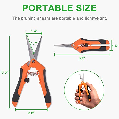 GROWNEER 9 Packs Pruning Shears Gardening Hand Pruning Snips with Straight Stainless Steel Precision Blades