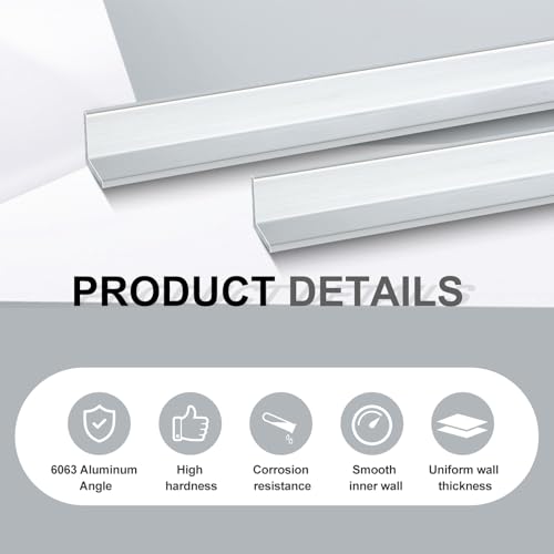 Blulu 2 Pcs Aluminum Angle Iron, 48" Long X 3/4" Wide X 1/8" Thick 48" Long X 1/8" Thick