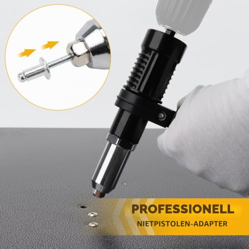 Rivet Attachment for Cordless Screwdrivers and Drills | Rivet pliers, blind rivet adapter, with 40 rivets, for 2.4/3.2/4.0/4.8 mm rivets