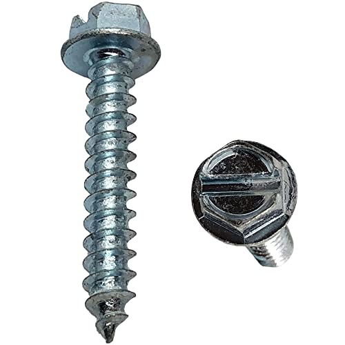 1.5" - #14 Lag Screw - Hex Head - Slotted Flange Head - Coarse Thread - Grade A-Zinc Coated 1-1/2 in x 1/4 in - Heavy Duty Wood Screw (100) 100