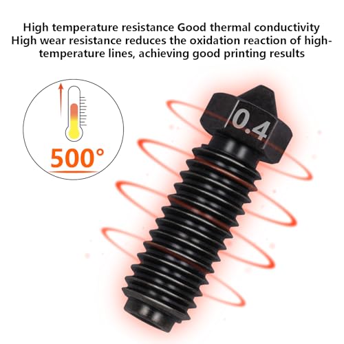 Hardened Nozzle Kit for Anycubic Kobra 3, 4PCS 0.4mm, 2PCS 0.2mm, 0.6mm, 0.8mm High Temperature Wear Resistance 1.75mm Hotend Hardened Steel Nozzles Kit for Kobra 3, Kobra 3 Combo