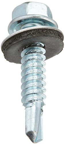 Hillman 561053 1/4-14-Inch x 1-1/4-Inch Washer Head Neoprene Washer Self Drilling Screw, 100-Pack