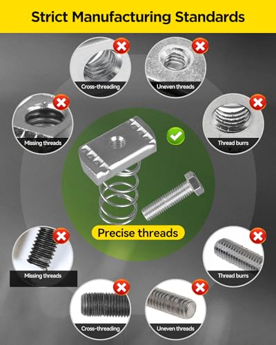 1/4"-20 Spring Channel Nut and Bolt - 16 Pack, White Strut Channel Caps - 20 Pack