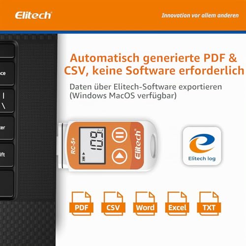 Elitech RC-5+ PDF USB Temperature Data logger Recorder 32000 Points High Accuracy (RC-5+) RC-5+ 1 Pack