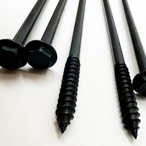 (10) 3/8” X 10” Black Hex Head Lag Wood Screws, Heavy Duty lag Bolts for Timber, Tree Houses, Fences by BRAUNY BOY HARDWARE -Qty 10