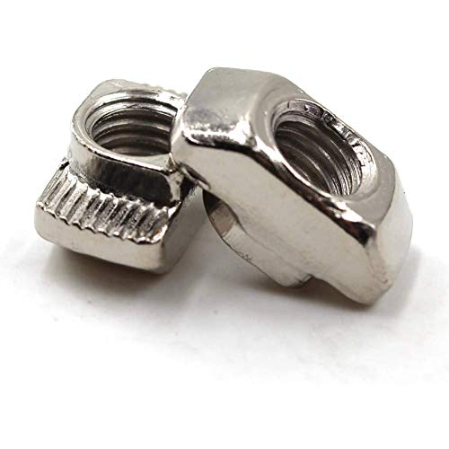 100 Pcs 4545 Series M6 T Nuts, T Slot Nut Hammer Head Fastener Nut, Nickel Plated Carbon Steel Nut for Aluminum Profile (4545 Series M6) 4545 Series M6(100 Pcs)
