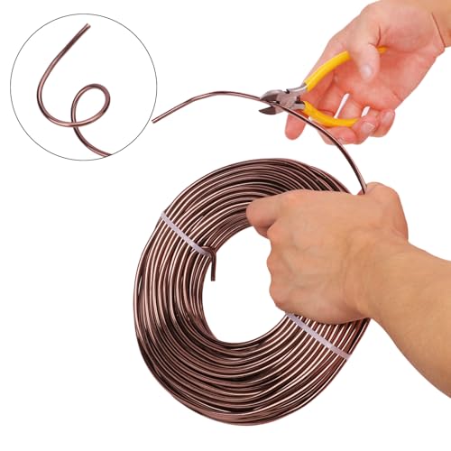 98 Feet Brown Anodized Aluminum Bonsai Training Wire, 4.0mm Anodized Aluminum Wire, 98 Feet Bonsai Plant Wire, Professional Grade Bonsai Training Wire for Crafts, Sculpting, Home Decoration 1 Roll (4.0 mm, 98 ft total) Brown Aluminum