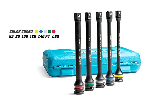 Capri Tools 30083 Torque Limiting Extension Bar Set (5 Piece), 65-140 ft. lbs., 1/2 in. Drive 65-140 ft-lbs / 5-Piece Set w. Case