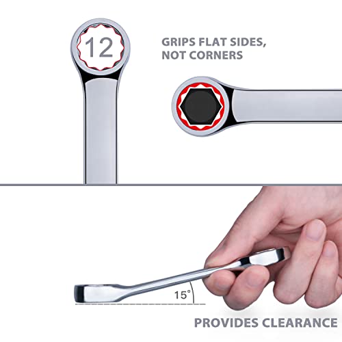 Premium Stubby Combination Wrench Set with Roll-up Pouch, 11-Piece, SAE, 3/8” to 1”, No Skipped Inch Size | Cr-V Steel, Mirror Polished Finish | Short Length and Slim Body, Perfect for Confined Areas SAE Set