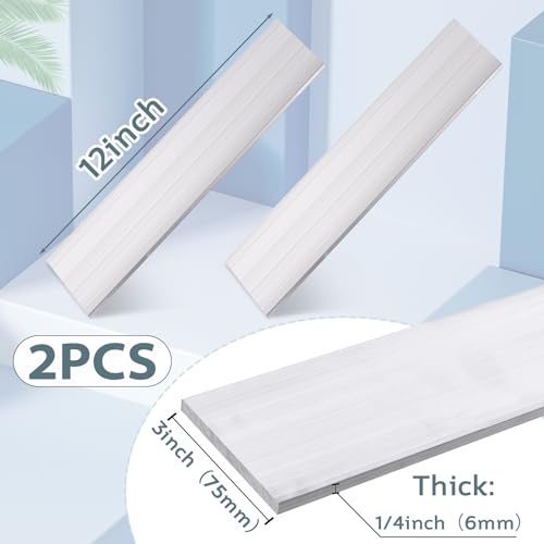 Hicarer 2 Pcs 1/4 (6mm) x 3 (75mm) Aluminum Flat Bar Square Aluminum Sheet Metal 6061 12" Long General Purpose Plate