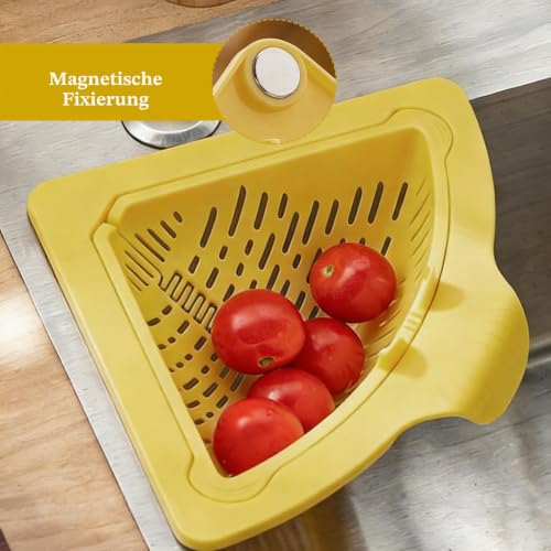 Pack of 2 Strainer for Sinks Magnetic Triangular Drain Basket Drain Strainer Kitchen Sink Strainer Magnetic Sink Baskets for Hanging Storage Rack Removable Sink Strainer for Professional Kitchens