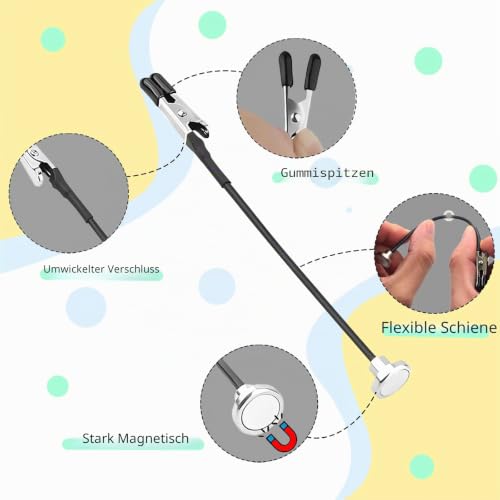 Third Hand Soldering, 10 Alligator Clips with Magnetic Base & Flexible Arm | 10 soldering aids with rubber protection, 1 iron box as base. Ideal for soldering, board holders and model making accessories Argenté-S