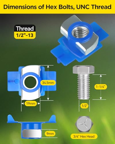 1/2"-13 Nylon Channel Squeeze Nut and Bolt (16 Pack) 16
