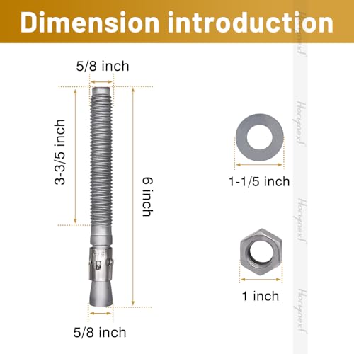 5/8 Concrete Anchor Bolts,Wedge Anchors,Concrete Anchors, 4 Pcs 5/8 - 6 inch