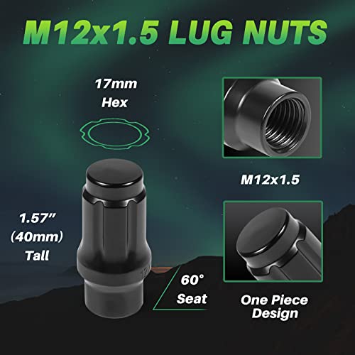 AUTOPTIM M12x1.5 Extended Lug Nuts & 6/7 Spline Lug Nut Socket Key