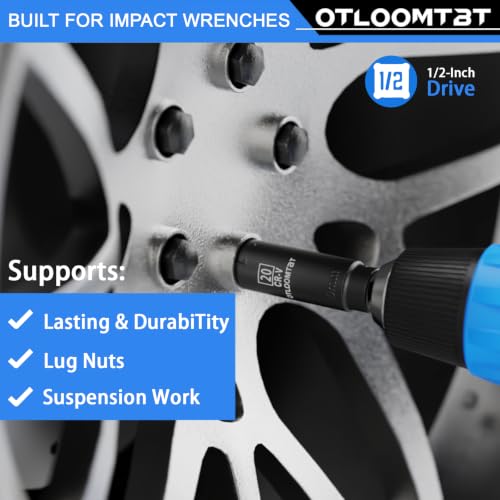 OTLOOMTBT 32PCS Impact Socket Set 1/2" Drive Metric & SAE Deep Sockets 1/2 Inch 32 PCS