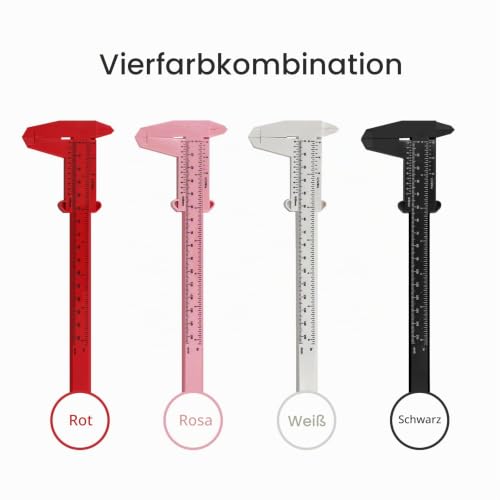 Set of 4 Digital Callipers, 150 mm Precision Calliper, Digital 0.01 mm, Plastic Caliper, Analogue Accuracy Thrust Gauge, Small for Household, Office, Students, Buttons, Jewelery Measurement