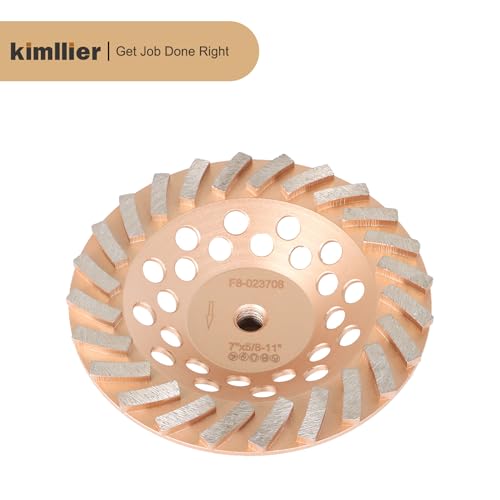 kimllier 7 Inch Concrete Grinding Wheels 24 Turbo Diamond Segments 5/8 Inch -11 Arbor Diamond Grinding Wheel Fit for Concrete and Masonry