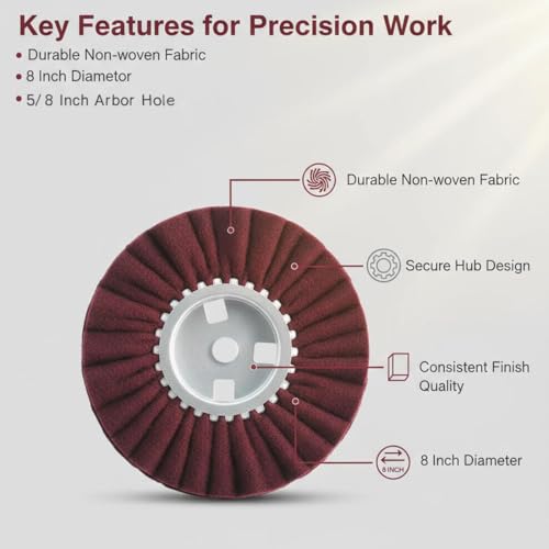 5 Pcs 8'' Airway Buffing Wheels with 5/8'' Arbor Hole