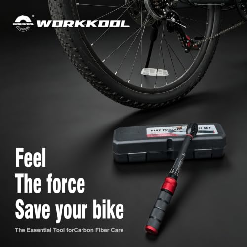WORKKOOL 1/4" Bike Torque Wrench Set 72-Tooth Dual Direction, 15PCS Drive Click Torque Wrench Double Scale 2-24Nm/1.47-17.7ft.lb/17.7-212.42in.lb for Bicycle, Motorcycle