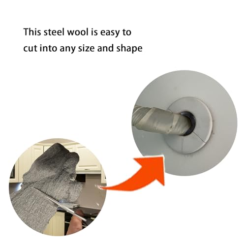 (4 Pack) Civrowii 0000 Steel Wool Hole Filler, Gap Blocker, Barrier, Also for Glass Fine, Steel Wool Pads for Chrome or Wood Polishing (4) 4