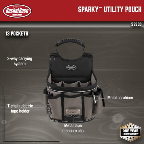 Bucket Boss - Sparky Utility Pouch, Pouches - Professional Series (55300), Gray One Size