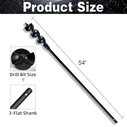 DECKRKAT 54" Flexible Installer Drill Bit - 1" Auger with Fish Eye Hole & Anti-Slip 3-Flat Shank for Wire Pulling Through Walls, Ceilings, Sidewalks. 54X1"