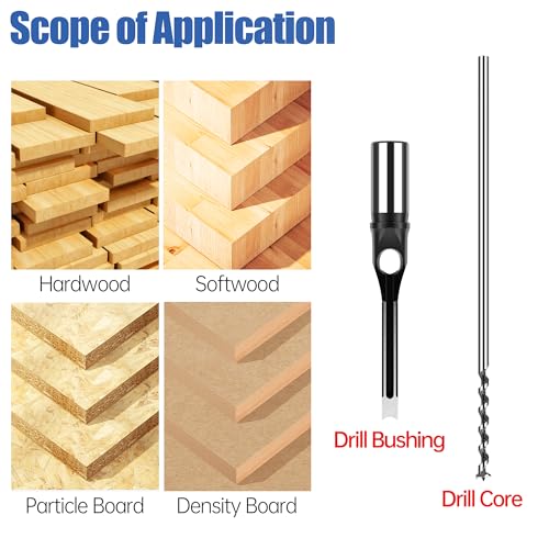 HUHAO 5Pcs Square Hole Drill Bit Set,HSS High Speed Steel Square Hole Saw Mortise Chisel Drill Bit Tools 1/2", 1/4", 3/8", 5/16", 7/16" Fit for Mortising Machines Drill 5pc