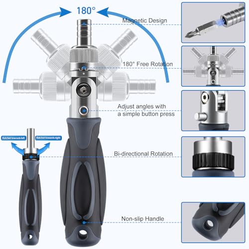 68-in-1 Ratcheting Screwdriver Set, Pocket Size, Versatile Ratchet Handle for Mechanics, DIY, Bicycle, Car, Electronics Maintenance (9902) 9902