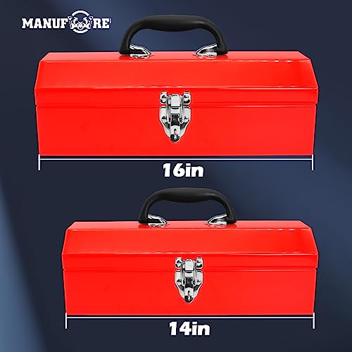 MANUFORE 14" and 16" Metal Tool Box Bundle