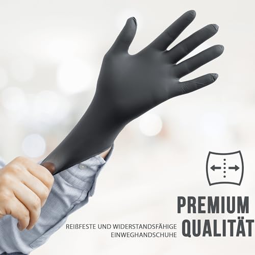 IEA Medical Disposable Nitrile Gloves, Black, M, Pack of 100 | Examination gloves, latex-free and food-safe, tear-resistant EN 455/EN ISO 374 - for kitchen, medicine, tattoo and workshop