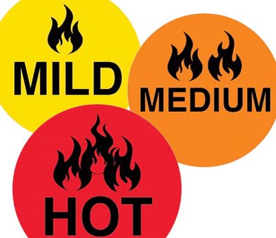 ChromaLabel 1 Inch Permanent Round, Color Code Food Labels, MILD, Medium, HOT Dots: 1,000/PACK, Yellow, Mild 1"