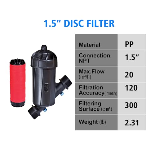 Irrigation Y Strainer, Disc Filter - 88 GPM, 120 Mesh,1-1/2" NPT 1-1/2 inches