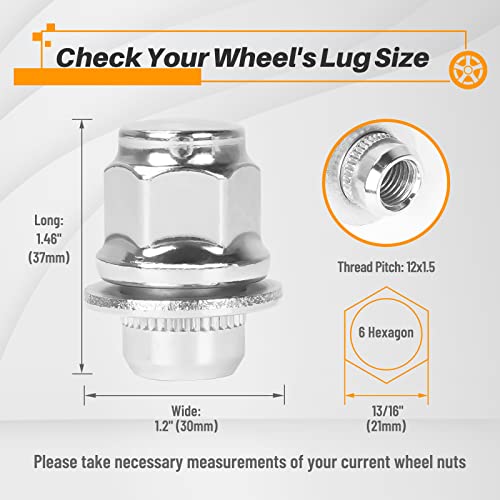 MIKKUPPA M12x1.5 Lug Nuts & 24PCS Lug Nut Covers - Replacement for Toyota Lexus Scion Pontiac Factory Wheels