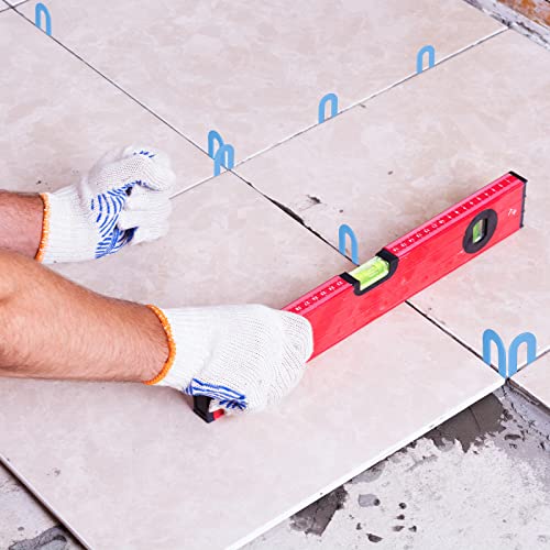 Yookeer 1000 Pieces Tile Leveling System Tile Spacers 1/16 Inch, Horseshoe Shim U Shape Plastic Vitrolite Leveling Clips for Various Types, Blue