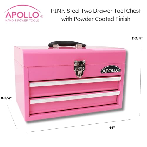 Apollo Tools 14 Inch Steel Tool Box, Pink DT5010P