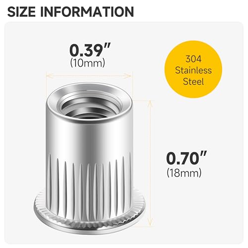 Mywish 180Pcs 1/4-20 5/16-18 3/8-16 T-nut Assortment Kit & 100Pcs 5/16 Nut Rivet Nuts, 4 Pronged T Blind T Nut， Wood Working, Furniture Hardware Nuts, Flat Head RIV Nuts Rivets Nutsert, 5/16-18 Nut
