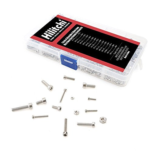 Hilitchi 420pcs M2 3 4 304 Stainless Steel Hex Socket Head Cap Screws Nuts Assortment Kit with Box (304 Stainless Steel)