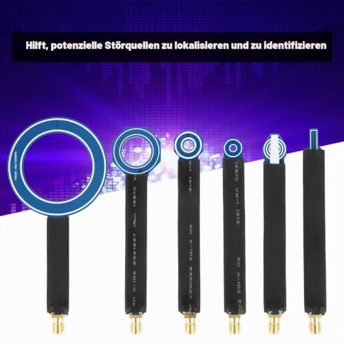 6-Piece PCB Near Field Magnetic Field Probe, EMC EMI Close Probe Kit with Storage Box, SMA Female Line Radiation Antenna Finding and Identifying Potential Sources