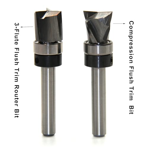 Carbide Compression Flush Trim Router Bit 1/4 Shank 1/2" Dia. 1/2" Cut H 1/2" Diameter,1/2" Cutting Length, 1/4 Shank