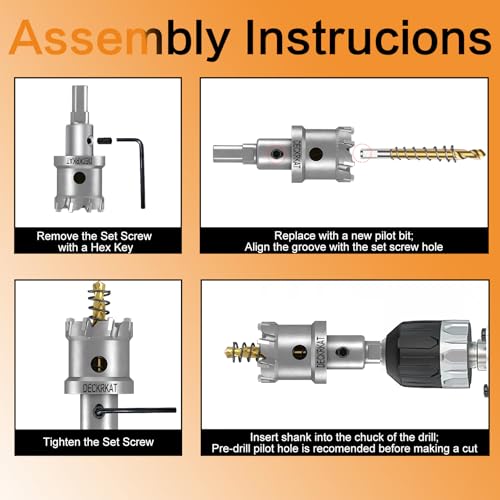 4-1/2" TCT Hole Saw for Hard Metal, Heavy Duty 115mm Tungsten Carbide Tipped Hole Cutter with Spring-Loaded Pilot Drill Bit for Stainless Steel, Metal, Iron, and Plastic. 4-1/2" (115mm)