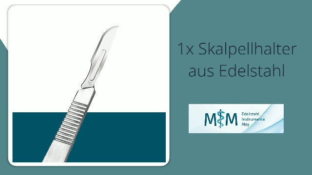 May Scalpel Set: Stainless Steel Handle No.3 and 10 Carbon Steel Blades | Precision knife for crafts, model making and foot care. 13 cm alloy steel handle with 10 sterile blades. Figure 10.