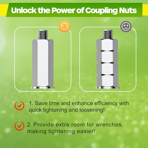 Hex Coupling Nuts, Rod Coupling Nuts 1/2"-13 UNC, 1-3/4" Length (30 PCS), Ideal for Threaded Rods & Studs, 1.75-Inch Length with Zinc Plating (30) 30 1/2"-13 UNC x 1.75-inch