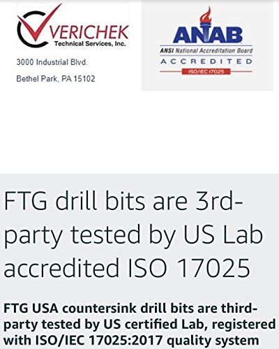 FTG USA Countersink Drill Bit Set 6 Pc #6 (9/64") with 6 Storage Containers for Wood Countersink Drill Bit Pro Pack Countersink Set, Tapered Countersink Bit, 1 Stop Collar, Hex Wrench,