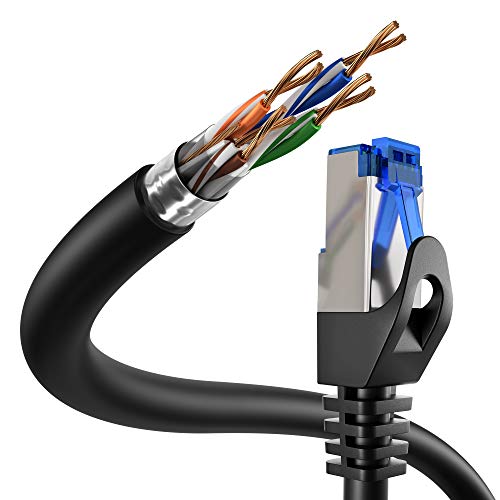 KabelDirekt LAN/Network Cable 10 m Gigabit, RJ45, Silver | Ethernet Patch Cable for Gigabit Networks - Connects Router, Modem, Switch, PC & Console via RJ45 - Silver, Flexible 1 Pack