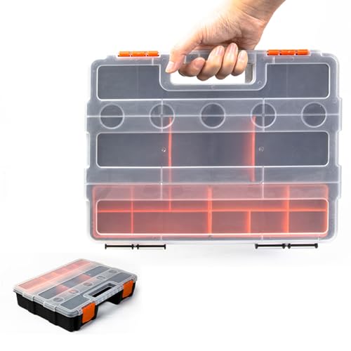 Transparent Tool Organizers Boxes Adjustable Compartments Secure Latches Ergonomic Handle for Hardware Accessori C