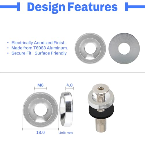 Fender Flare Hardware Kit M6 Flat Silver Aluminum Washer S.S Bolt 20 Pcs Silver Washer-Silver Bolt